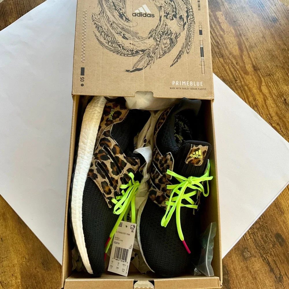 Adidas Ultraboost DNA Leopard Neon Pony Hair Shoes FZ2731 Men10.5 Women 11.5 NIB